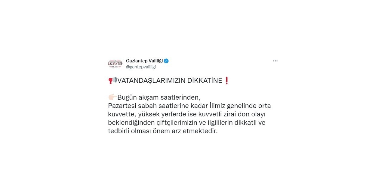 Gaziantep’te Don Ve Rüzgar Uyarısı
