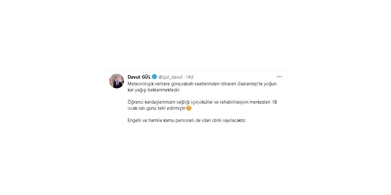 Gaziantep’te Okullara Kar Tatili