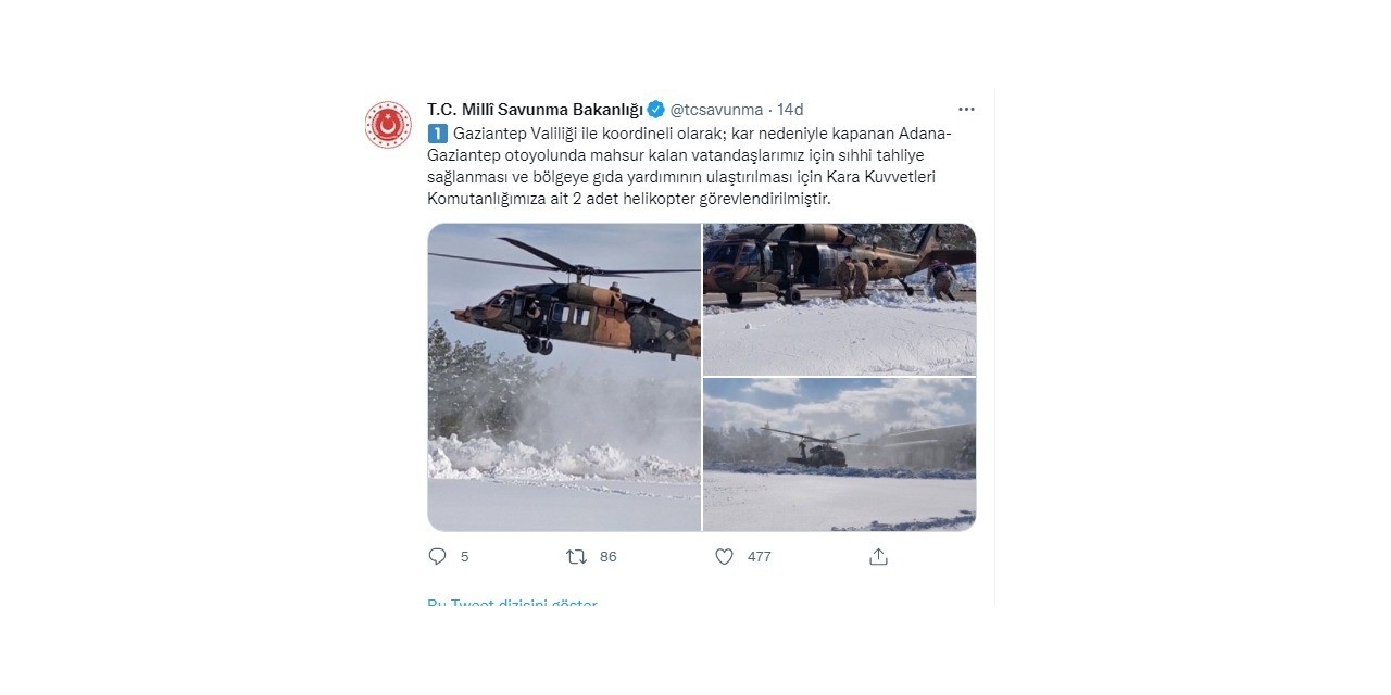 Otoyolda Mahsur Kalanlar İçin 2 Helikopter Tahsis Edildi
