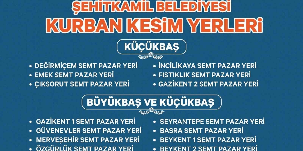 Şehitkamil’de Kurban Satış Ve Kesim Yerleri Belirlendi