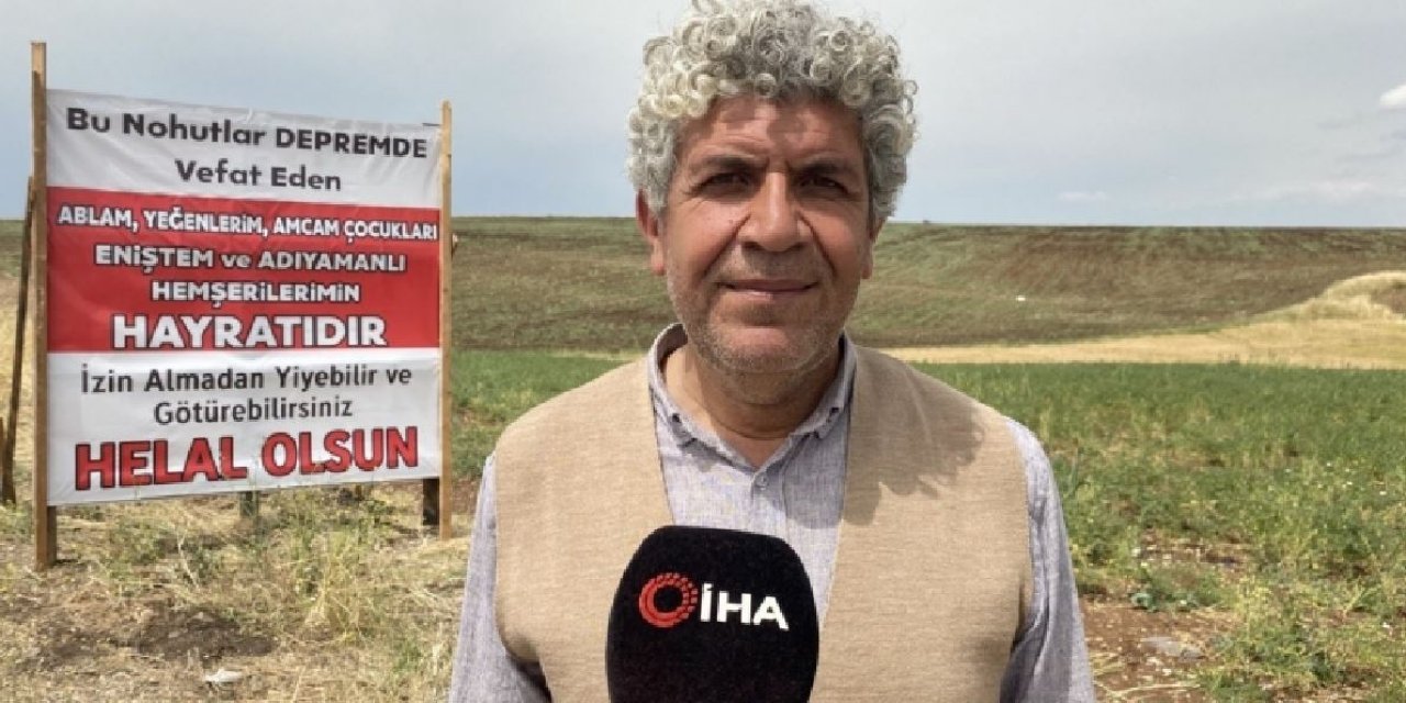 Depremzede, Nohut Tarlasını Vatandaşlara Açıp “helal Olsun” Pankartı Astı