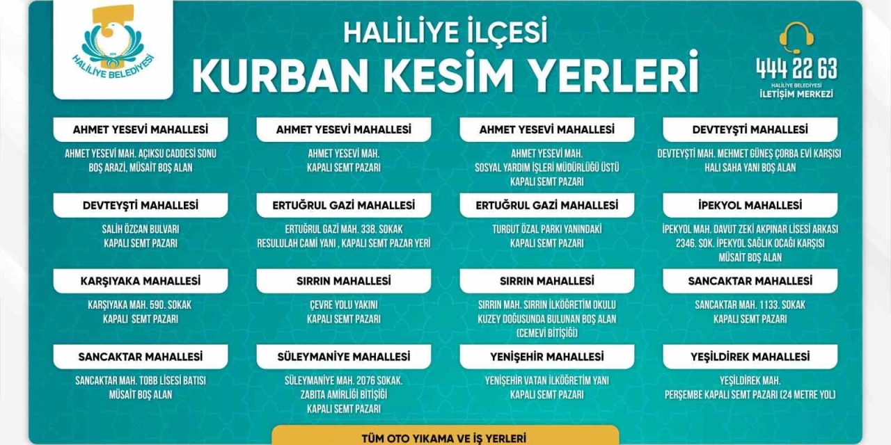 Haliliye’de Kurban Satış Ve Kesim Yerleri Belirlendi