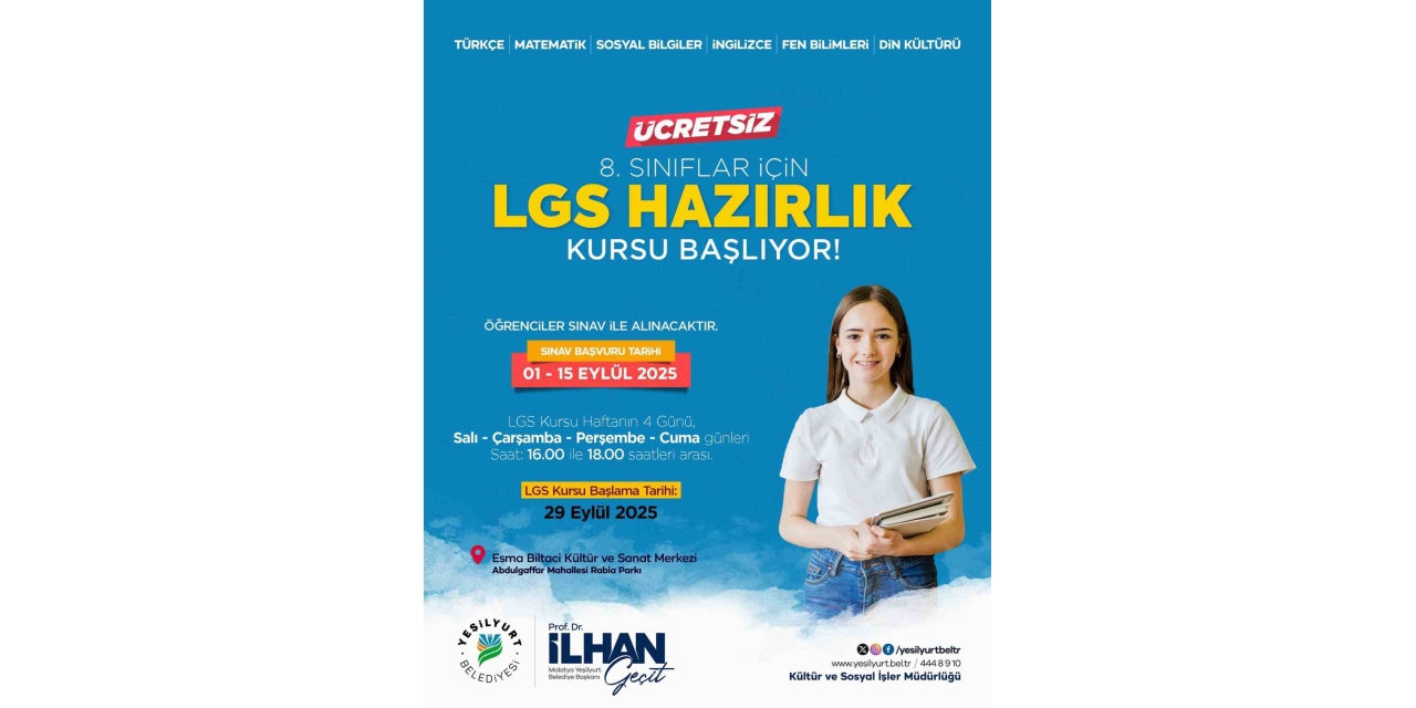 Yeşilyurt Belediyesi’nden Ücretsiz Lgs Kursu