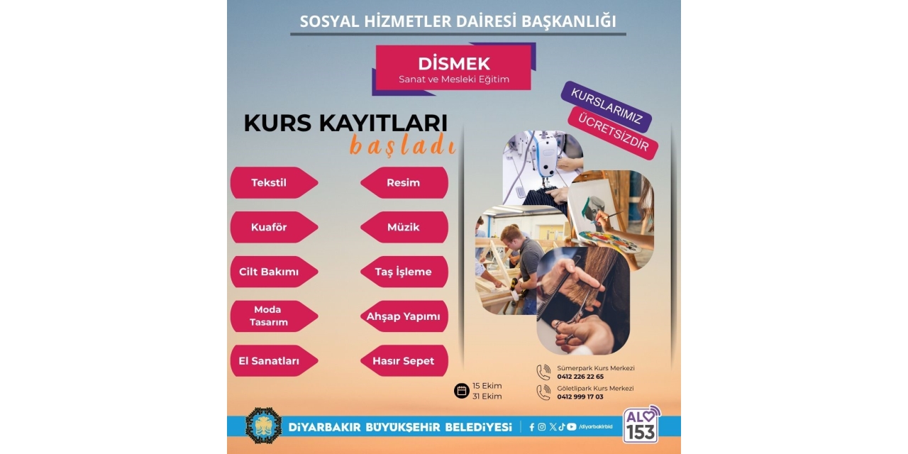 Dismek Sanat Ve Meslek Kursları Kayıtları Başladı
