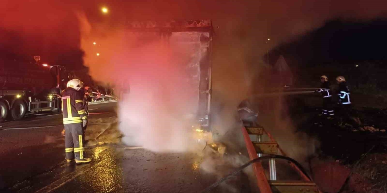 Şanlıurfa’da Beyaz Eşya Yüklü Tır Alev Alev Yandı