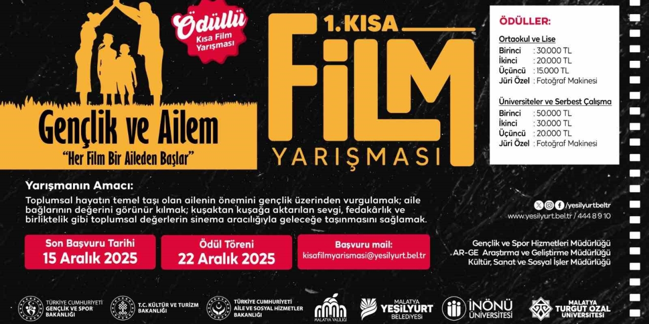 Malatya’da 1. Kısa Film Festivali’nde Son Başvuru 15 Aralık