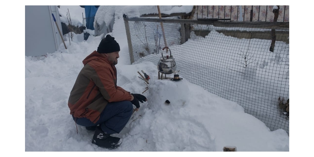 Malatya’da Kardan Soba Yapan Esnaf Çay Demledi