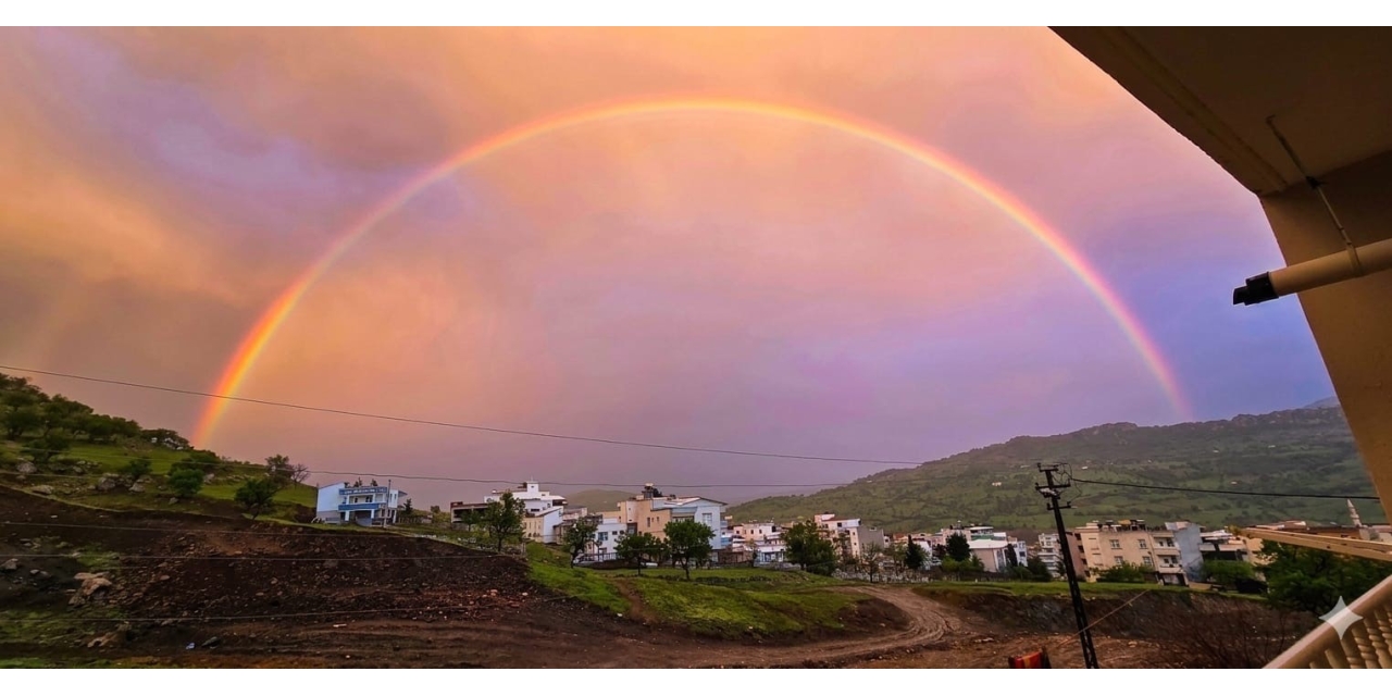 Çermik’te Yağmur Sonrası Oluşan Gökkuşağı Görsel Şölen Sundu