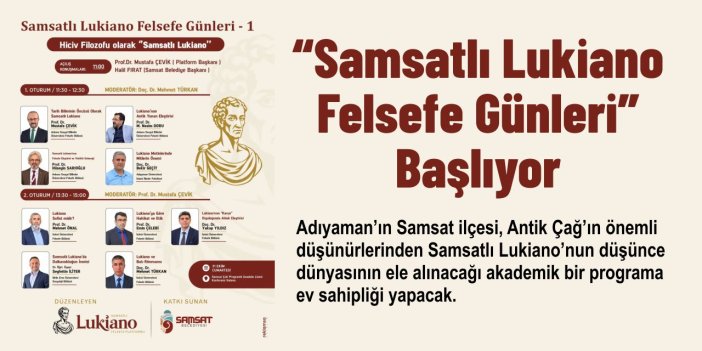 Samsatlı Lukiano Felsefe Günleri Başlıyor