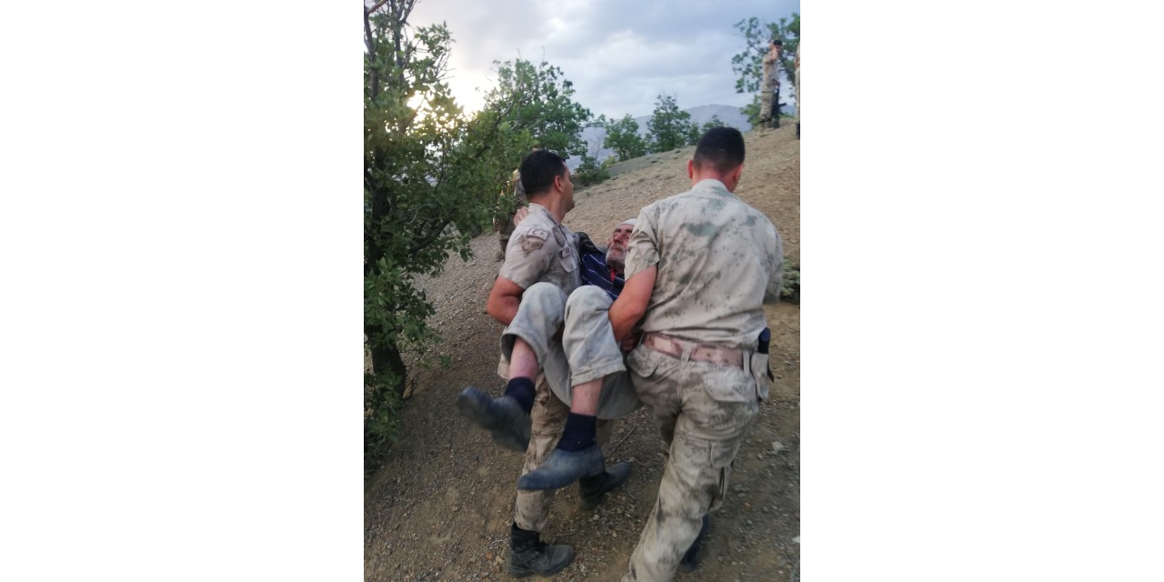 Jandarma Ekipleri Kaybolan Yaşlı Adamı Kucakta Taşıdı