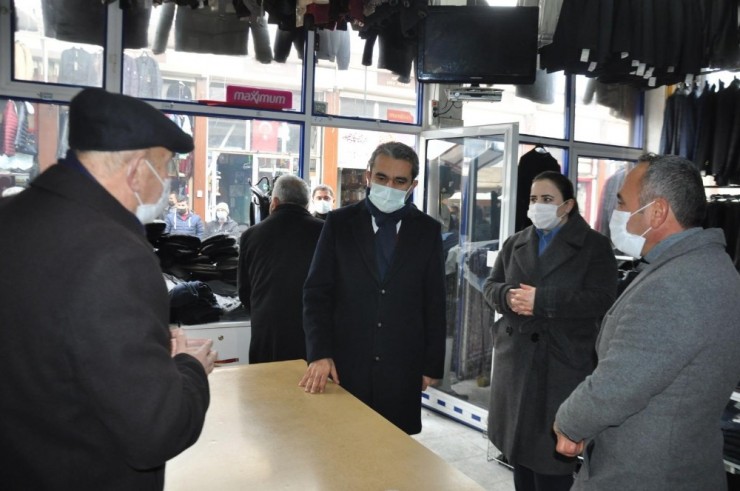 Kaymakam Ve Başkandan Esnafa Geçmiş Olsun Ziyareti