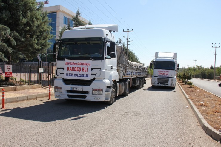 Adıyaman’dan Kastamonu’ya 5 Tır Yaşam Malzemesi