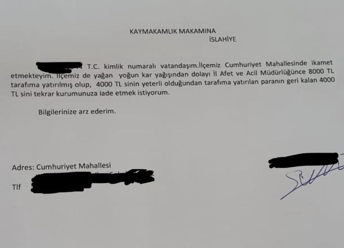 Afetzede Gelen Yardımın Yarısını Devlete İade Etti