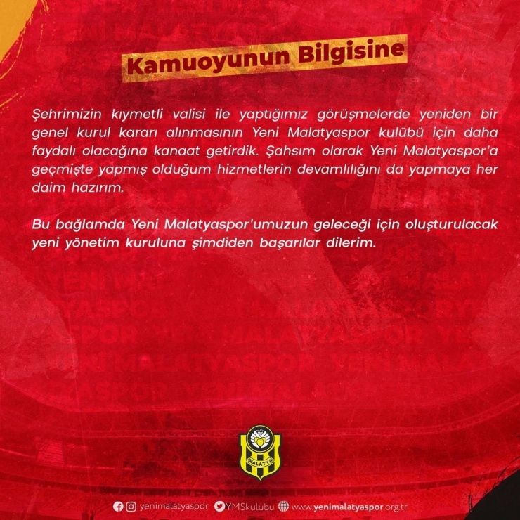 Yeni Malatyaspor’da Bir Kez Daha Genel Kurul Yapılacak