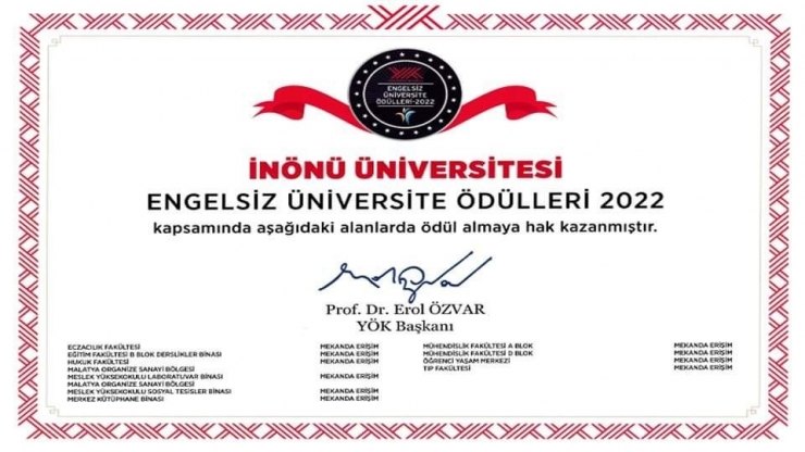 İnönü’de 10 Birime "engelsiz Üniversite" Belgesi Verildi