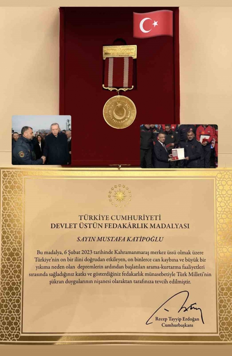 Katipoğlu’na Devlet Üstün Fedakarlık Madalyası Verildi