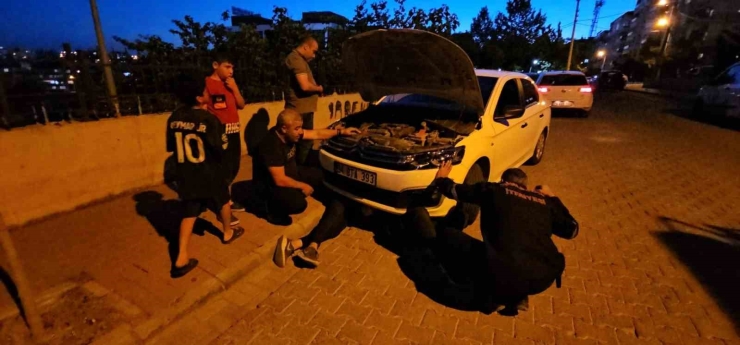 Şanlıurfa’da Otomobilin Motor Kısmına Sıkışan Kedi Operasyonla Kurtarıldı