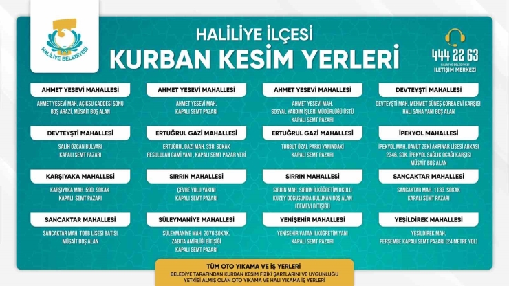 Haliliye’de Kurban Satış Ve Kesim Yerleri Belirlendi