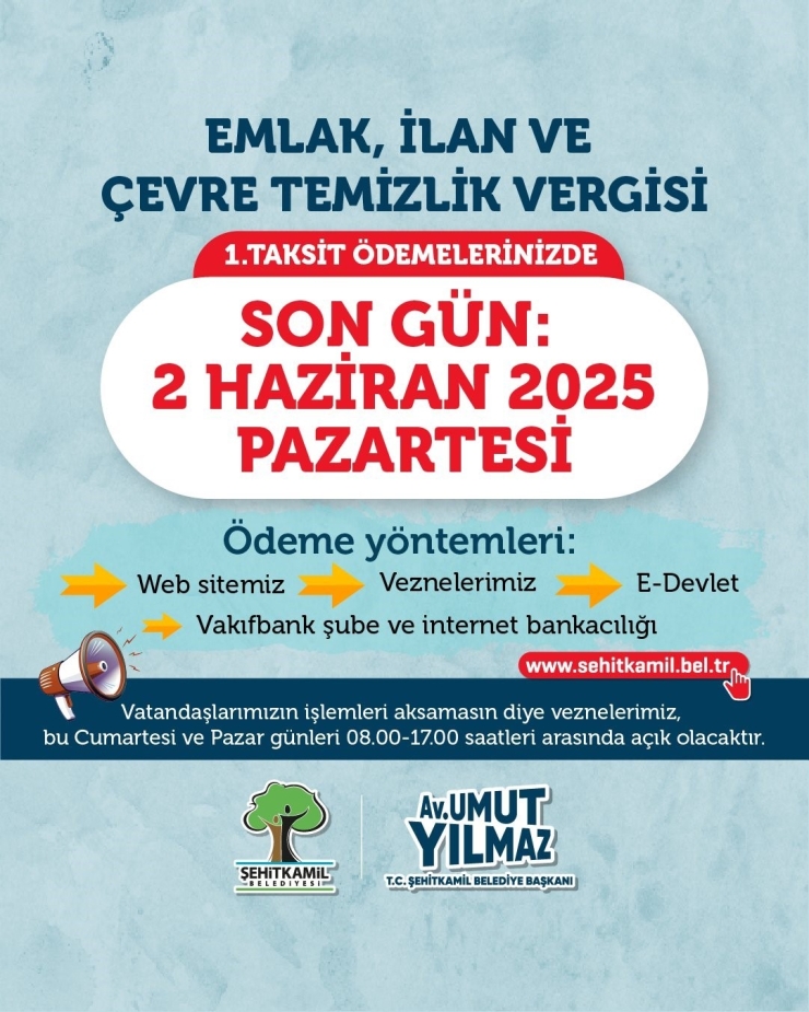 Şehitkamil’den Vatandaşlara Vergi Uyarısı