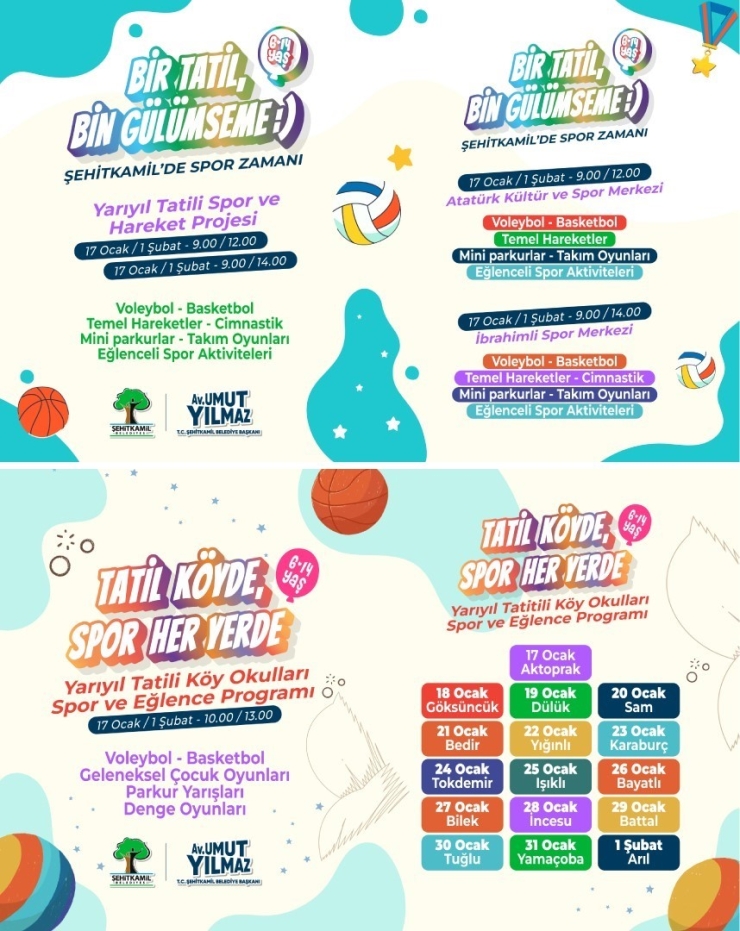 Şehitkamil’de Yarıyıl Tatili Spor Şenliğiyle Renklenecek