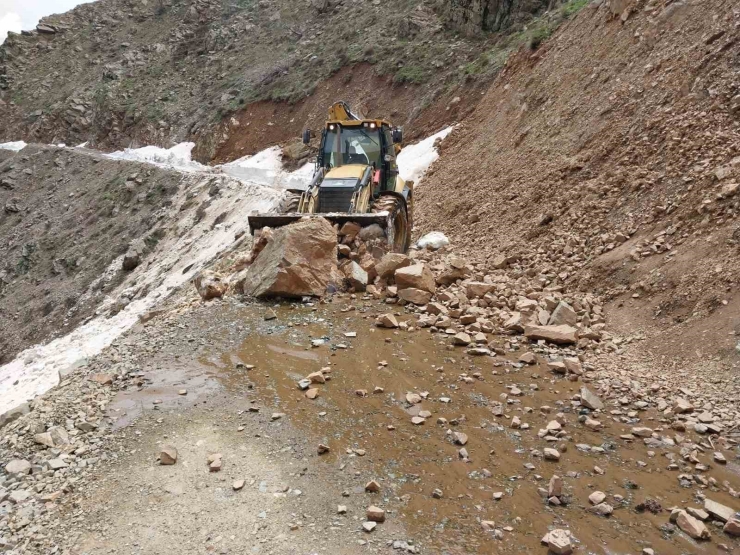 Kulp’ta Çığ Ve Heyelan Nedeniyle Hasar Gören Yollar Onarılıyor