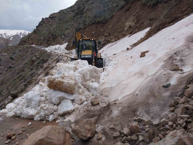Kulp’ta Çığ Ve Heyelan Nedeniyle Hasar Gören Yollar Onarılıyor