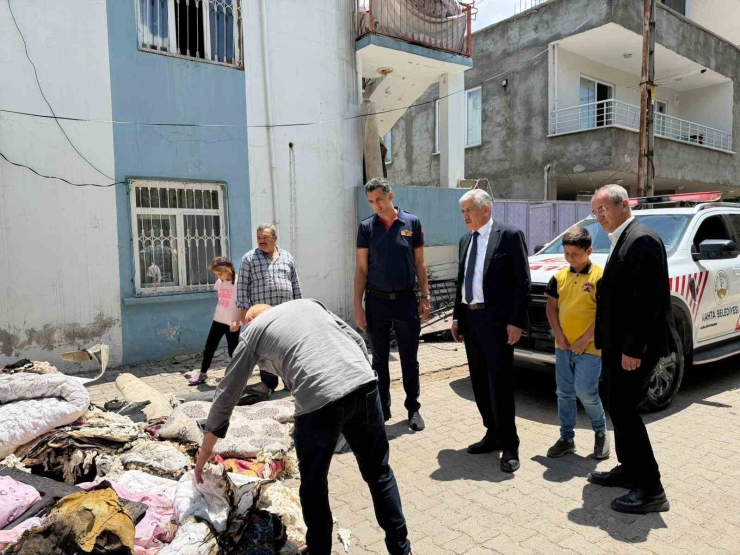 Başkan Hallaç, Yangın Mağduru Aileyi Yalnız Bırakmadı